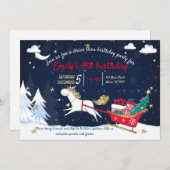 Kerstmis Unicorn Drive Thru Birthday Uitnodiging (Voorkant / Achterkant)