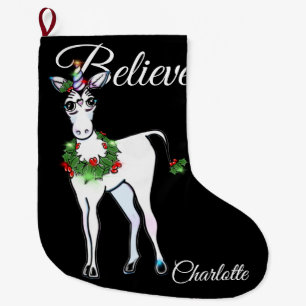 Kerstmis Unicorn, geloof Grote Kerstmis Stockin Kerstsok