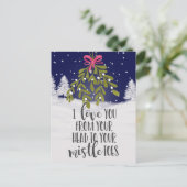 kerstmis vakantie Ik hou van je maretak pun grappi Briefkaart (Staand voorkant)