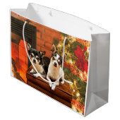 Kerstmis van Chihuahua Groot Cadeauzakje (Achterkant Gekanteld)