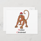 Kerstmis van de aap feestdagenkaart (Voorkant / Achterkant)