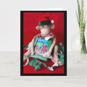 Kerstmis van de Aap van de sok Feestdagen Kaart