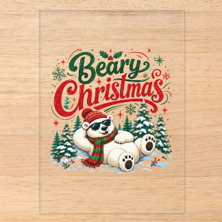 Kerstmis van de beer acryl uitnodigingen