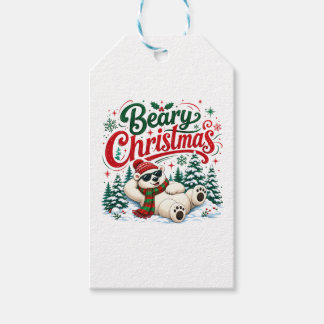 Kerstmis van de beer cadeaulabel