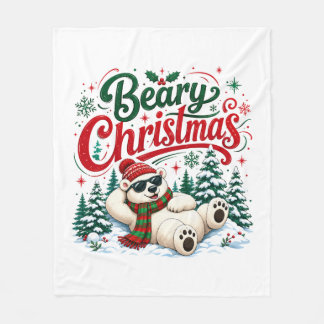Kerstmis van de beer fleece deken