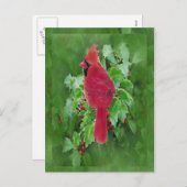 Kerstmis van de Bes van de Hulst van de Vogel van Feestdagenkaart (Voorkant / Achterkant)