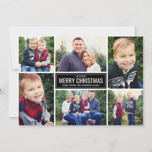 Kerstmis van de Collage van de foto | Grijze en Feestdagenkaart (Voorkant)