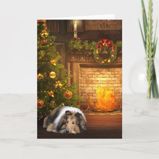 Kerstmis van de collie feestdagen kaart (Voorkant)