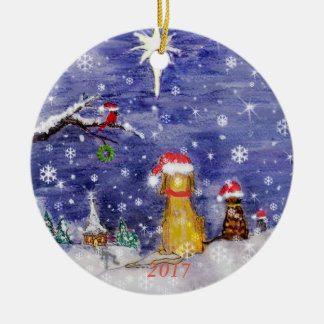 Kerstmis van de dieren 2017 keramisch ornament