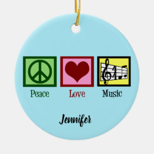 Kerstmis van de Douane van de Muziek van de Liefde Keramisch Ornament