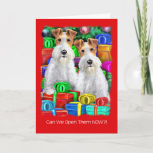 Kerstmis van de Giften van de Fox-terrier van de Feestdagen Kaart