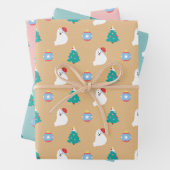 Kerstmis van de Japanse Spitz Dog - KamaHachi Inpakpapier Vel (In situ)