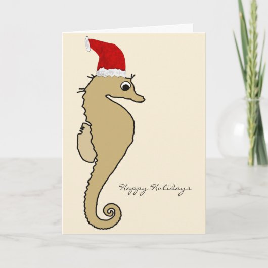 Kerstmis van de Kerstman van Seahorse Feestdagen Kaart (Voorkant)