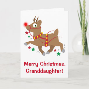 Kerstmis van de kleindochter met Rendier Met een Feestdagen Kaart