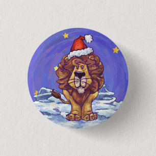 Kerstmis van de leeuw ronde button 3,2 cm