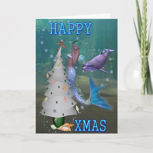 Kerstmis van de meermin feestdagen kaart (Voorkant)