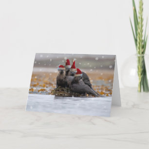 Kerstmis van de Otterfamilie Kaart