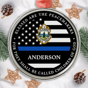 Kerstmis van de politie persoonlijke Logo Thin Blu Metalen Ornament