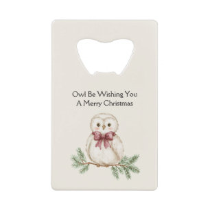 Kerstmis van de uil kredietkaart flessenopener