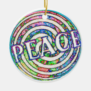 Kerstmis van de Vrede van Trippy Keramisch Ornament
