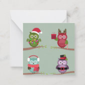 Kerstmis van de vrolijke uil notitiekaartje (Achterkant)