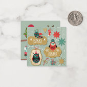 Kerstmis van de vrolijke uil notitiekaartje (Voorkant / Achterkant in situ)