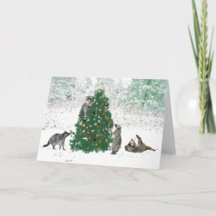 Kerstmis van de wasbeer feestdagen kaart