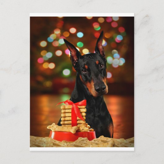 Kerstmis van Doberman Feestdagenkaart (Voorkant)
