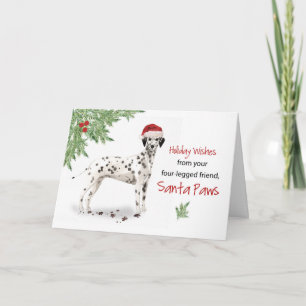 Kerstmis van Dog Dalmation in Funny Santa Hat Kaart