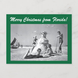 Kerstmis van Florida  Beach Sneeuwman Foto Briefkaart