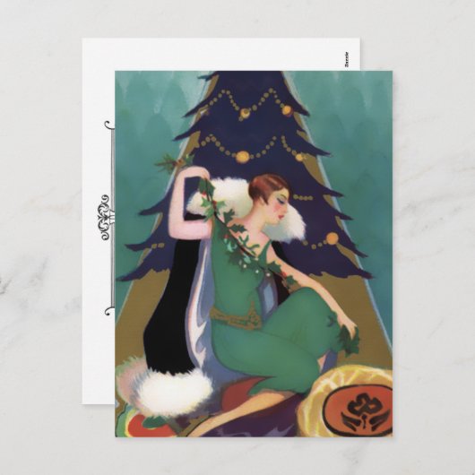 Kerstmis van het art deco, Pascaline in Feestdagenkaart (Voorkant / Achterkant)