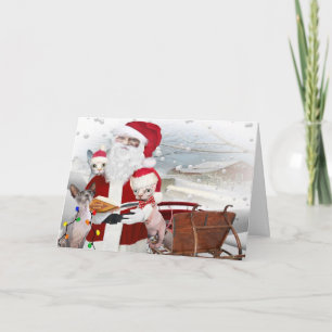 Kerstmis van het Katje van Sphynx met Kerstman Feestdagen Kaart