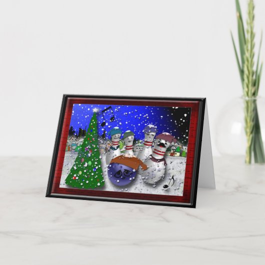 Kerstmis van het kegelen feestdagen kaart (Voorkant)