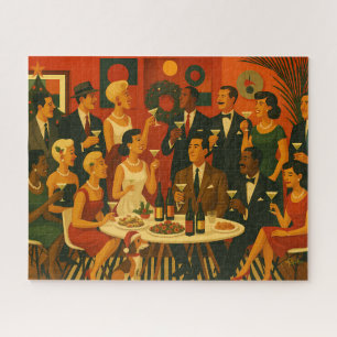 Kerstmis van intellectuelen met mid-century modern legpuzzel