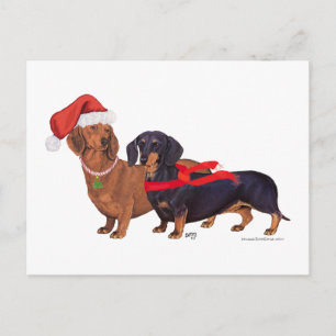 Kerstmis van teckel feestdagenkaart