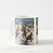 Kerstmis van vroeger, kinderen sneeuwbalgevecht koffiemok (Voorkant links)