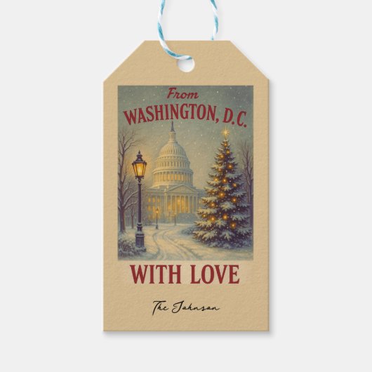 Kerstmis vanuit Washington DC met liefde Cadeaulabel (Voorkant)