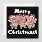 Kerstmis Varkens Cute Varkens Kerst Uitnodiging (Voorkant / Achterkant)