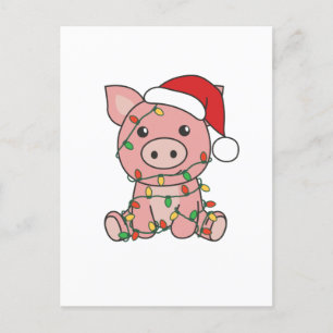 Kerstmis Varkens Winter Dieren Feestdagenkaart