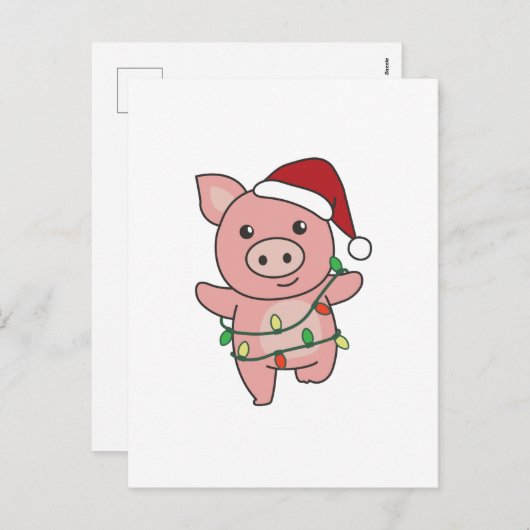 Kerstmis Varkens Winter Dieren Varkens Feestdagenkaart (Voorkant / Achterkant)