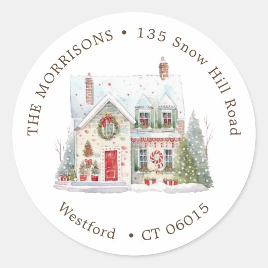 Kerstmis Verander Adres Nieuw Huis Ronde Sticker (Voorkant)