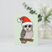 Kerstmis Verblote Uil Santa Feestdagenkaart (Staand voorkant)