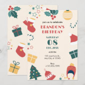 Kerstmis verjaardag cadeaus kaart (Voorkant / Achterkant)