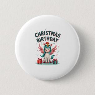 Kerstmis Verjaardag Meisje Eenhoorn Schattig Vakan Ronde Button 5,7 Cm