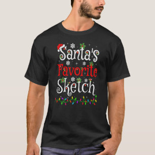 Kerstmis Verlichting Kerstman S Favoriete Schets K T-shirt