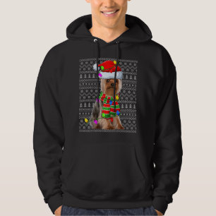Kerstmis Verlichting Lelijke Santa Yorkie Hond Ker Hoodie