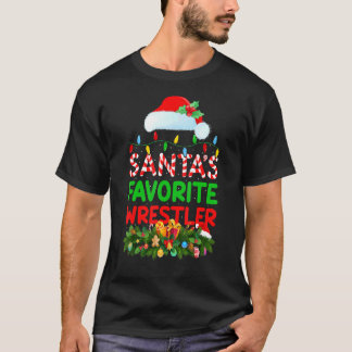 Kerstmis Verlichting Santa's Favoriete Wrestler Ke T-shirt