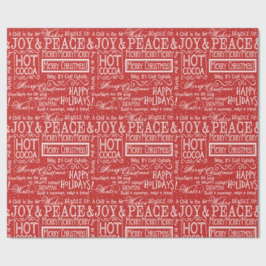 Kerstmis Verse Rood en Wit Cadeaupapier (Vlak)