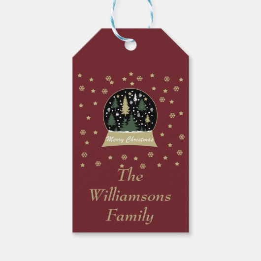 Kerstmis versierde sneeuwbol Gepersonaliseerd Cadeaulabel (Voorkant)