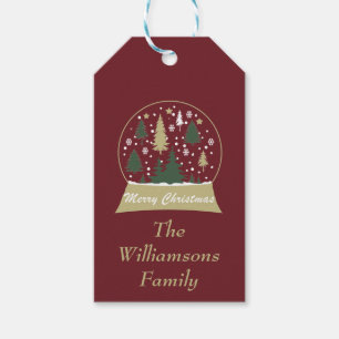 Kerstmis versierde sneeuwbol Gepersonaliseerd Cadeaulabel